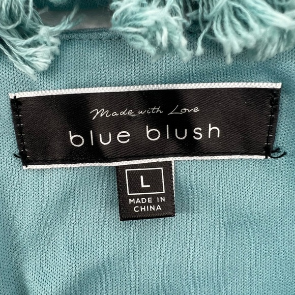 blue blush Blue Spaghetti Strap Fringe Crop Tank Top Size Large Women’s - Picture 2 of 5